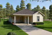 Ranch Style House Plan - 3 Beds 2 Baths 1070 Sq/Ft Plan #17-2248 Exterior 