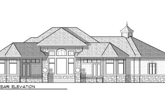 Exterior - Rear Elevation for European House Plan #70-958 - 3 bed, 3.5 bath