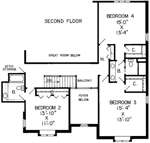 European Floor Plan - Upper Floor Plan #312-106