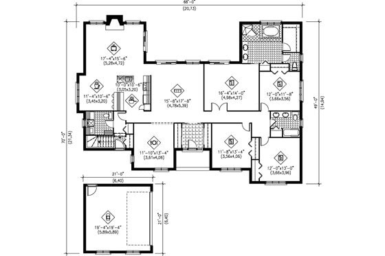 Floor Plan - Main Floor for Traditional House Plan #25-149 - 4 bed, 2.5 bath