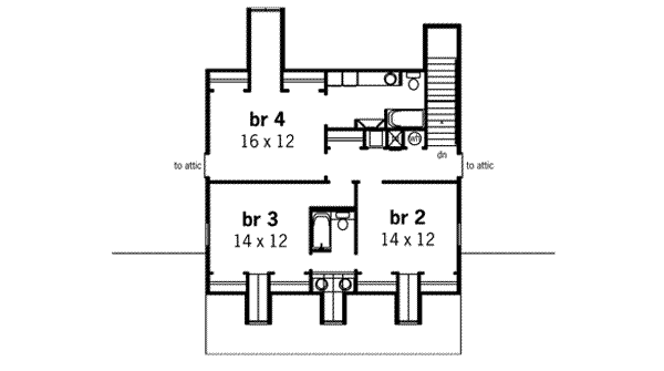 Architectural House Design - Southern Floor Plan - Upper Floor Plan #45-165