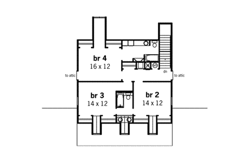 Dream House Plan - Floor Plan - Upper Floor for Southern House Plan #45-165 - 4 bed, 3.5 bath