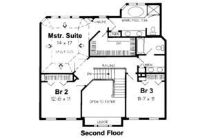 Floor Plan - Upper Floor for Traditional House Plan #312-390 - 3 bed, 2.5 bath