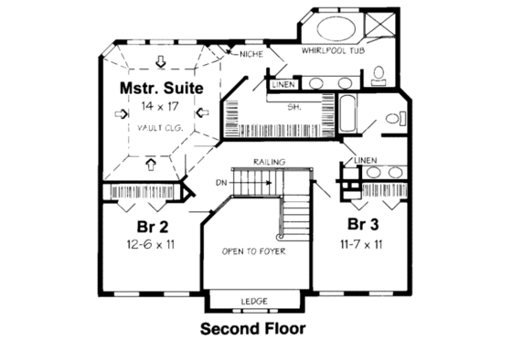 Floor Plan - Upper Floor for Traditional House Plan #312-390 - 3 bed, 2.5 bath