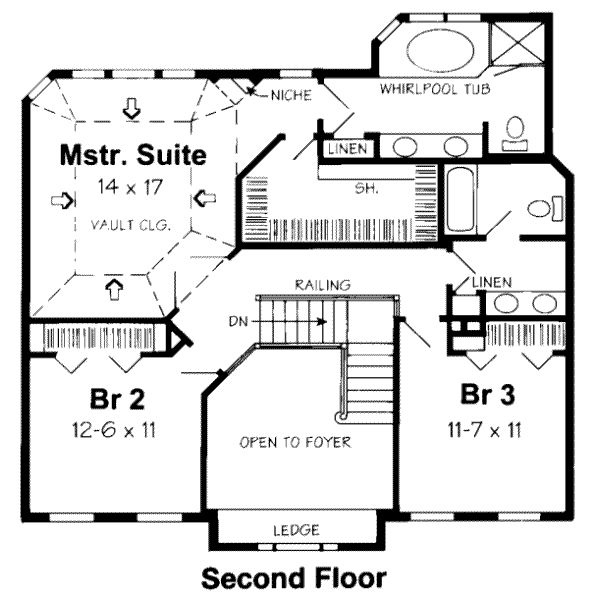 Traditional Floor Plan - Upper Floor Plan #312-390