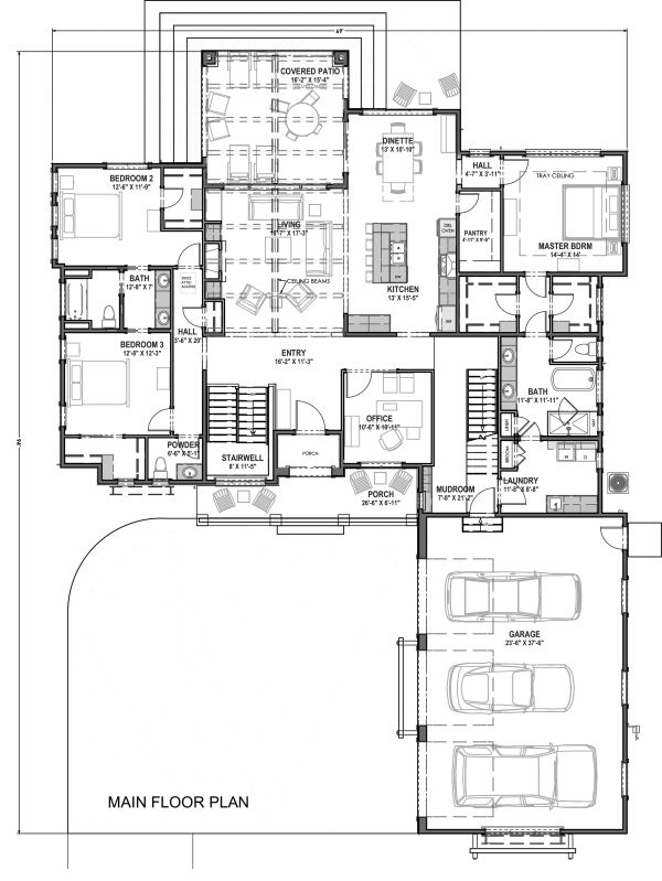 House Plan Design - Farmhouse Floor Plan - Main Floor Plan #1069-18