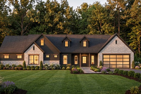 Exterior - Front Elevation for Country House Plan #1089-74 - 3 bed, 2 bath