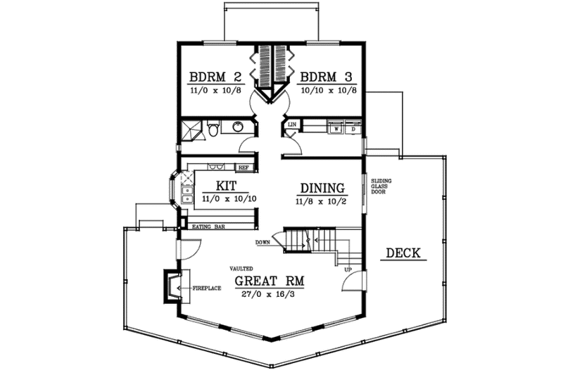 Architectural House Design - Floor Plan - Main Floor for Contemporary House Plan #102-204 - 3 bed, 2 bath