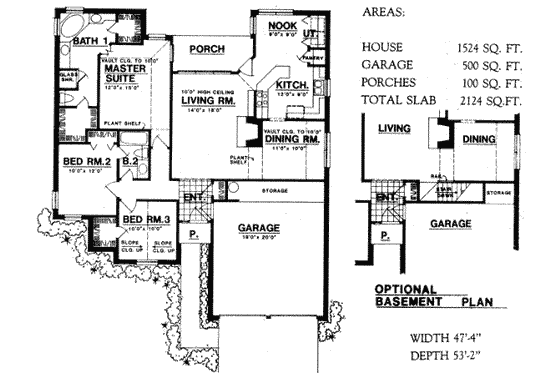 Floor Plan - Main Floor for Traditional House Plan #40-290 - 3 bed, 2 bath