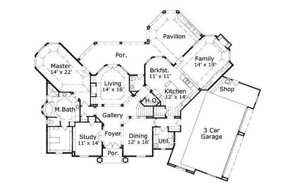 Floor Plan - Main Floor for European House Plan #411-713 - 5 bed, 4.5 bath