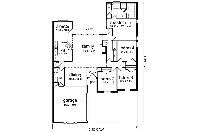 Dream House Plan - Floor Plan - Main Floor for Traditional House Plan #84-128 - 3 bed, 2 bath