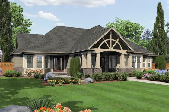 Exterior - Rear Elevation for Craftsman House Plan #132-208 - 3 bed, 3.5 bath