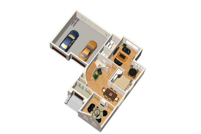 House Blueprint - Floor Plan - Main Floor 1 for European House Plan #25-4713 - 4 bed, 2 bath