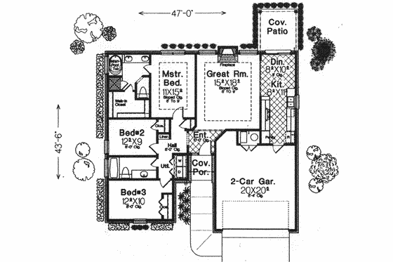 Floor Plan - Main Floor for Traditional House Plan #310-565 - 3 bed, 2 bath