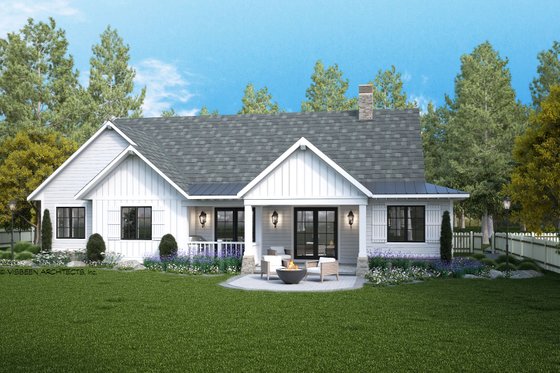 Exterior - Rear Elevation for Farmhouse House Plan #928-361 - 4 bed, 3 bath