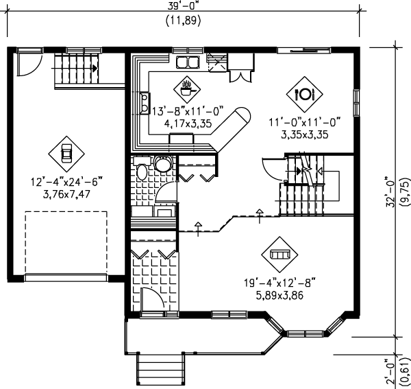 Victorian Style House Plan - 3 Beds 1.5 Baths 1588 Sq/Ft Plan #25-2024 ...