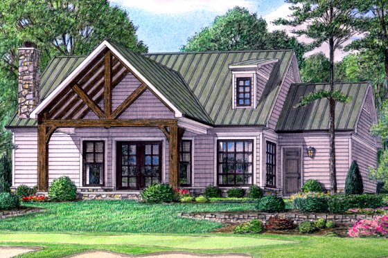 Exterior - Rear Elevation for European House Plan #34-233 - 4 bed, 3 bath