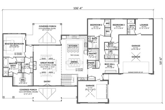 Floor Plan - Upper Floor for Craftsman House Plan #1089-68 - 3 bed, 4.5 bath