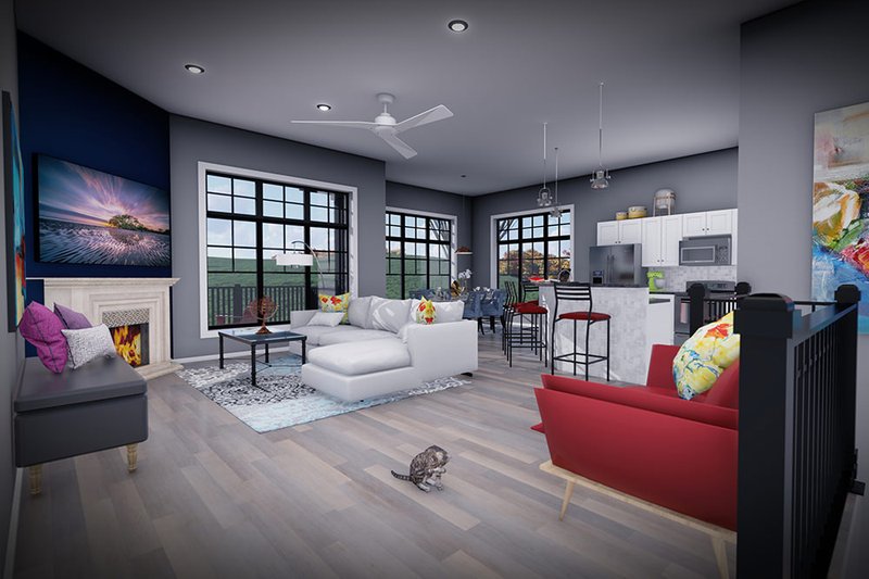 House Design - Interior - Family Room for Farmhouse House Plan #70-1536 - 4 bed, 3 bath