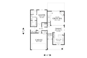 Floor Plan - Main Floor for Craftsman House Plan #48-643 - 3 bed, 2.5 bath
