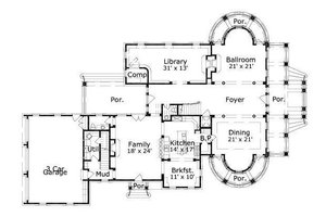 Floor Plan - Main Floor for Colonial House Plan #411-324 - 4 bed, 4.5 bath