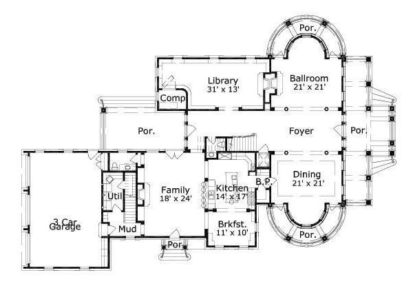 Colonial Floor Plan - Main Floor Plan #411-324