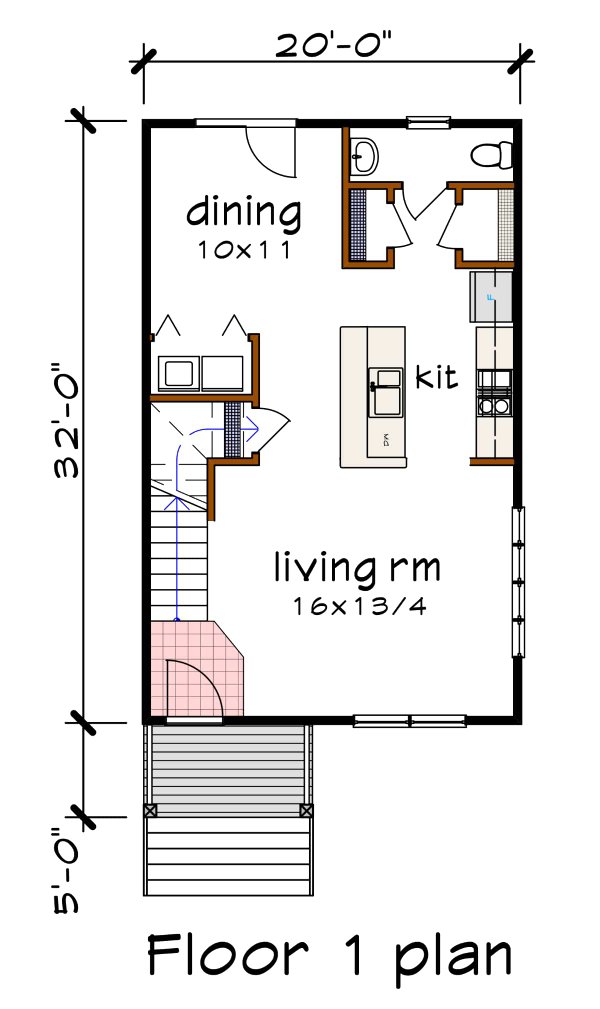 House Blueprint - Floor Plan - Main Floor for Modern House Plan #79-291 - 3 bed, 2.5 bath