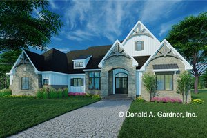 House Blueprint - European Exterior - Front Elevation Plan #929-1196