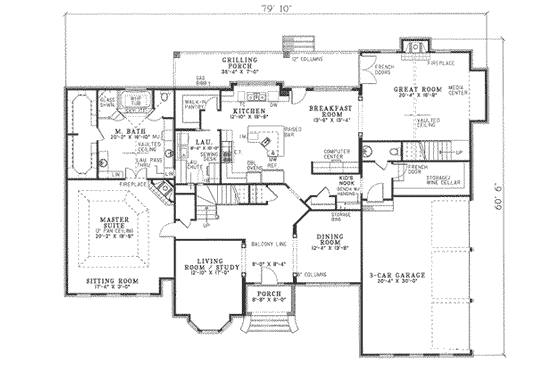 Floor Plan - Main Floor for European House Plan #17-2075 - 5 bed, 4.5 bath
