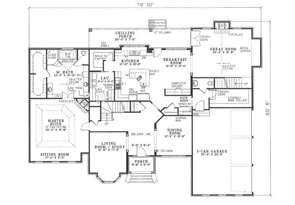 Architectural House Design - European Floor Plan - Main Floor Plan #17-2075