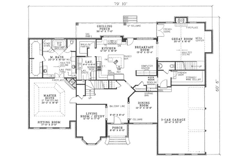 Dream House Plan - Floor Plan - Main Floor for European House Plan #17-2075 - 5 bed, 4.5 bath