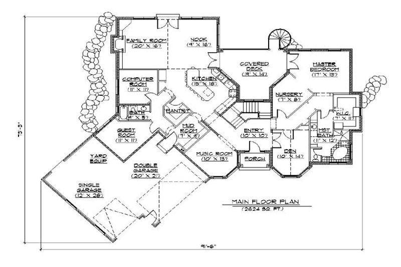 Dream House Plan - Floor Plan - Main Floor for Traditional House Plan #5-310 - 6 bed, 4.5 bath