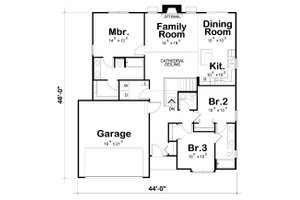 Floor Plan - Main Floor for Ranch House Plan #20-2290 - 3 bed, 2.5 bath