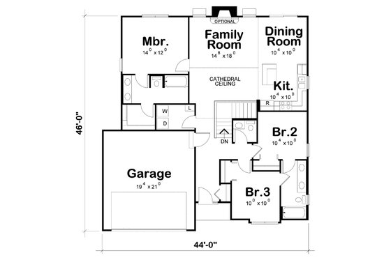 Floor Plan - Main Floor for Ranch House Plan #20-2290 - 3 bed, 2.5 bath