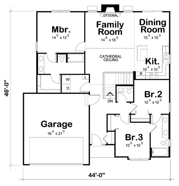 Architectural House Design - Ranch Floor Plan - Main Floor Plan #20-2290