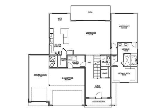 Floor Plan - Main Floor for Modern House Plan #1073-4 - 4 bed, 2.5 bath