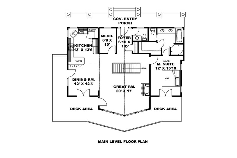 House Plan Design - Floor Plan - Main Floor for Country House Plan #117-1001 - 2 bed, 2.5 bath