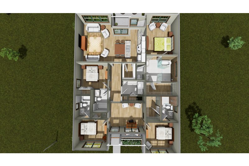 Home Plan - Floor Plan - Main Floor 1 for Cottage House Plan #513-2485 - 4 bed, 4 bath