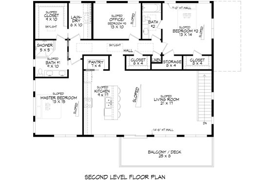 Floor Plan - Upper Floor for Contemporary House Plan #932-1368 - 3 bed, 2.5 bath