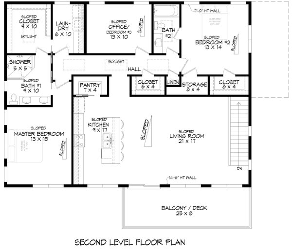 House Blueprint - Contemporary Floor Plan - Upper Floor Plan #932-1368