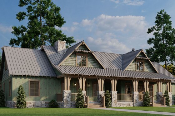 Exterior - Front Elevation 4 for Cabin House Plan #923-416 - 3 bed, 2 bath
