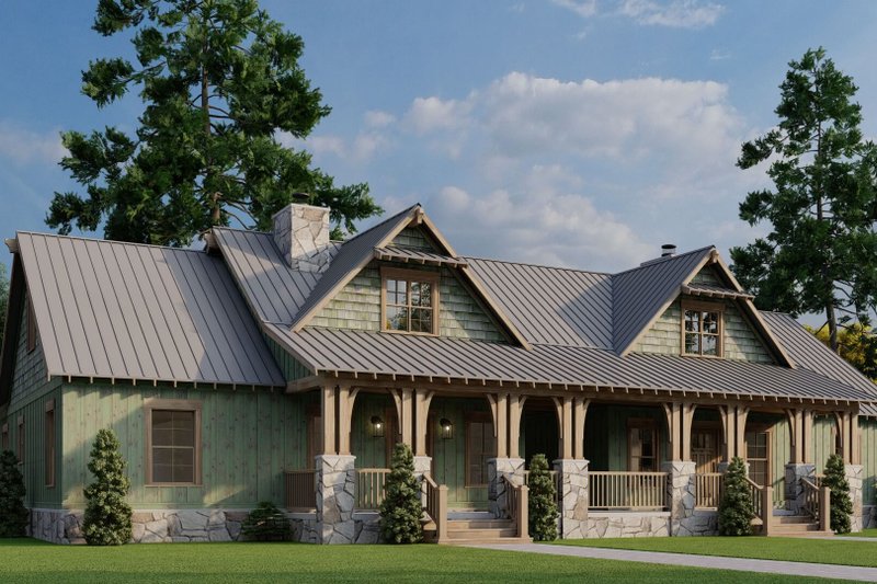 Architectural House Design - Exterior - Front Elevation 4 for Cabin House Plan #923-416 - 3 bed, 2 bath
