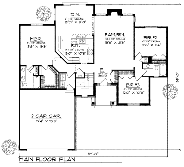 House Plan Design - Traditional Floor Plan - Main Floor Plan #70-190