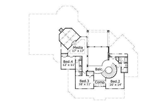 Floor Plan - Upper Floor for Colonial House Plan #411-281 - 4 bed, 3 bath