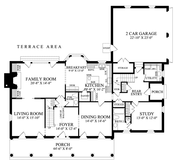 Architectural House Design - Colonial Floor Plan - Main Floor Plan #137-105