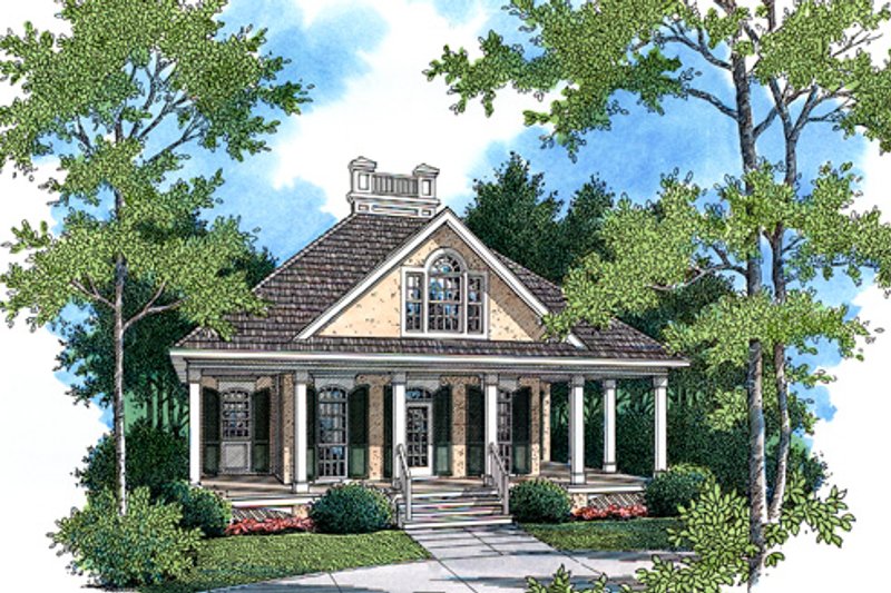 House Blueprint - Southern Exterior - Front Elevation Plan #45-315