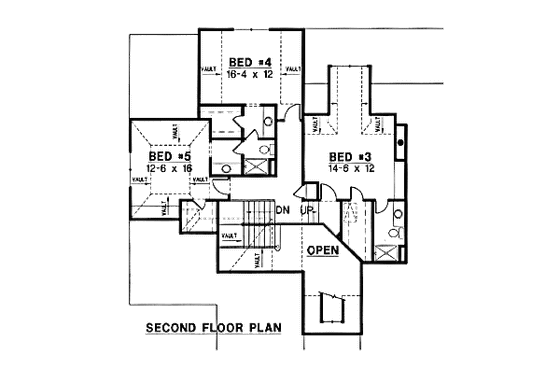 Floor Plan - Upper Floor for Traditional House Plan #67-202 - 5 bed, 5 bath