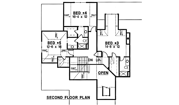 Traditional Floor Plan - Upper Floor Plan #67-202
