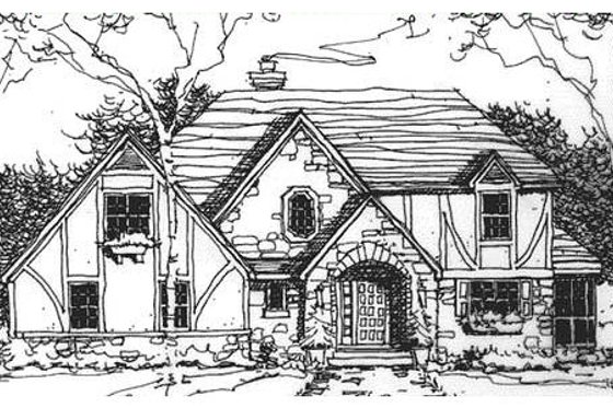 Exterior - Front Elevation for European House Plan #320-298 - 3 bed, 2.5 bath