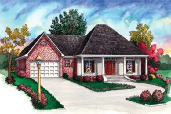 Exterior - Front Elevation for European House Plan #16-318 - 3 bed, 2 bath